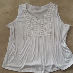 White sleeveless top